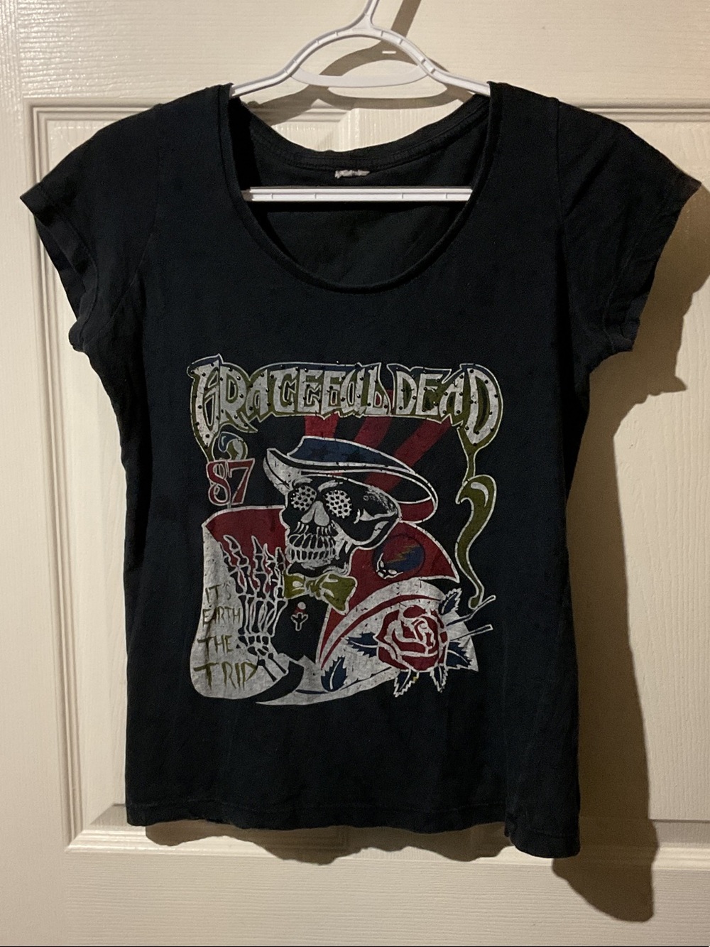 Grateful Dead Black Short Sleeve Graphic Tee with Embellishments